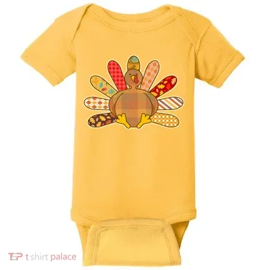 Cute Pattern Thanksgiving Turkey Baby Bodysuit