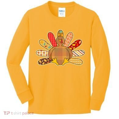 Cute Pattern Thanksgiving Turkey Kids Long Sleeve Shirt