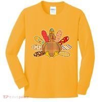 Cute Pattern Thanksgiving Turkey Kids Long Sleeve Shirt thumb 0