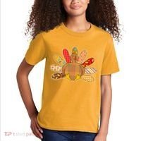 Cute Pattern Thanksgiving Turkey Kids T-Shirt thumb 2