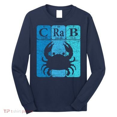 Crab Periodic Table Elements Seafood Crabbing Retro Crabber Long Sleeve Shirt