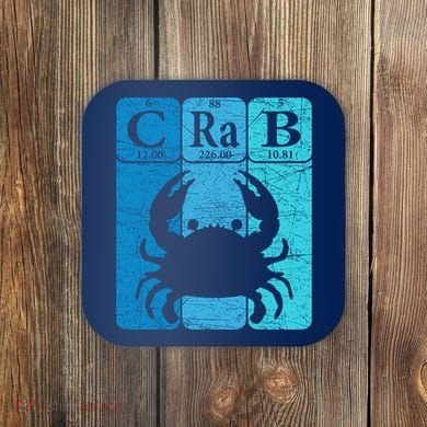 Crab Periodic Table Elements Seafood Crabbing Retro Crabber Coaster