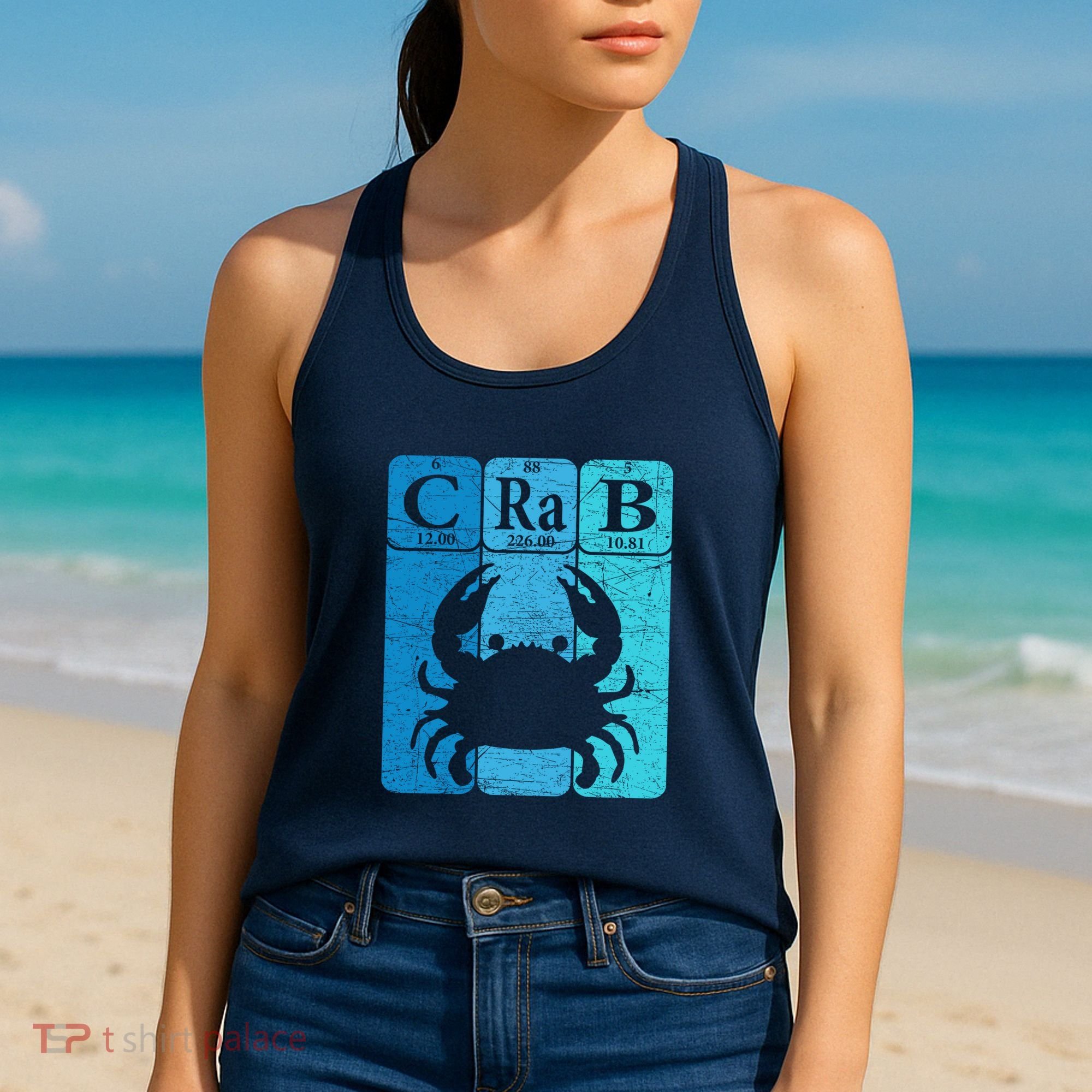 Crab Periodic Table Elements Seafood Crabbing Retro Crabber Women's Tank Top
