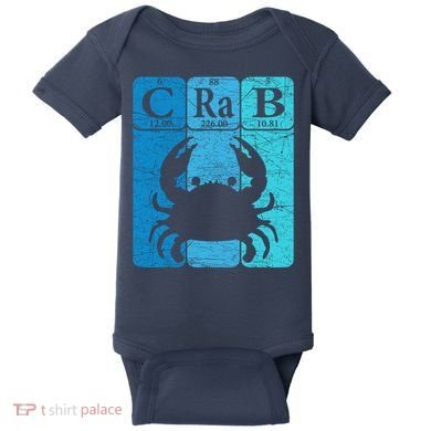 Crab Periodic Table Elements Seafood Crabbing Retro Crabber Baby Bodysuit