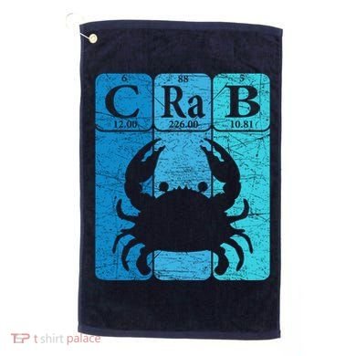 Crab Periodic Table Elements Seafood Crabbing Retro Crabber Golf Towel
