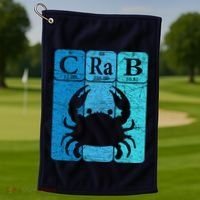 Crab Periodic Table Elements Seafood Crabbing Retro Crabber Golf Towel thumb 1
