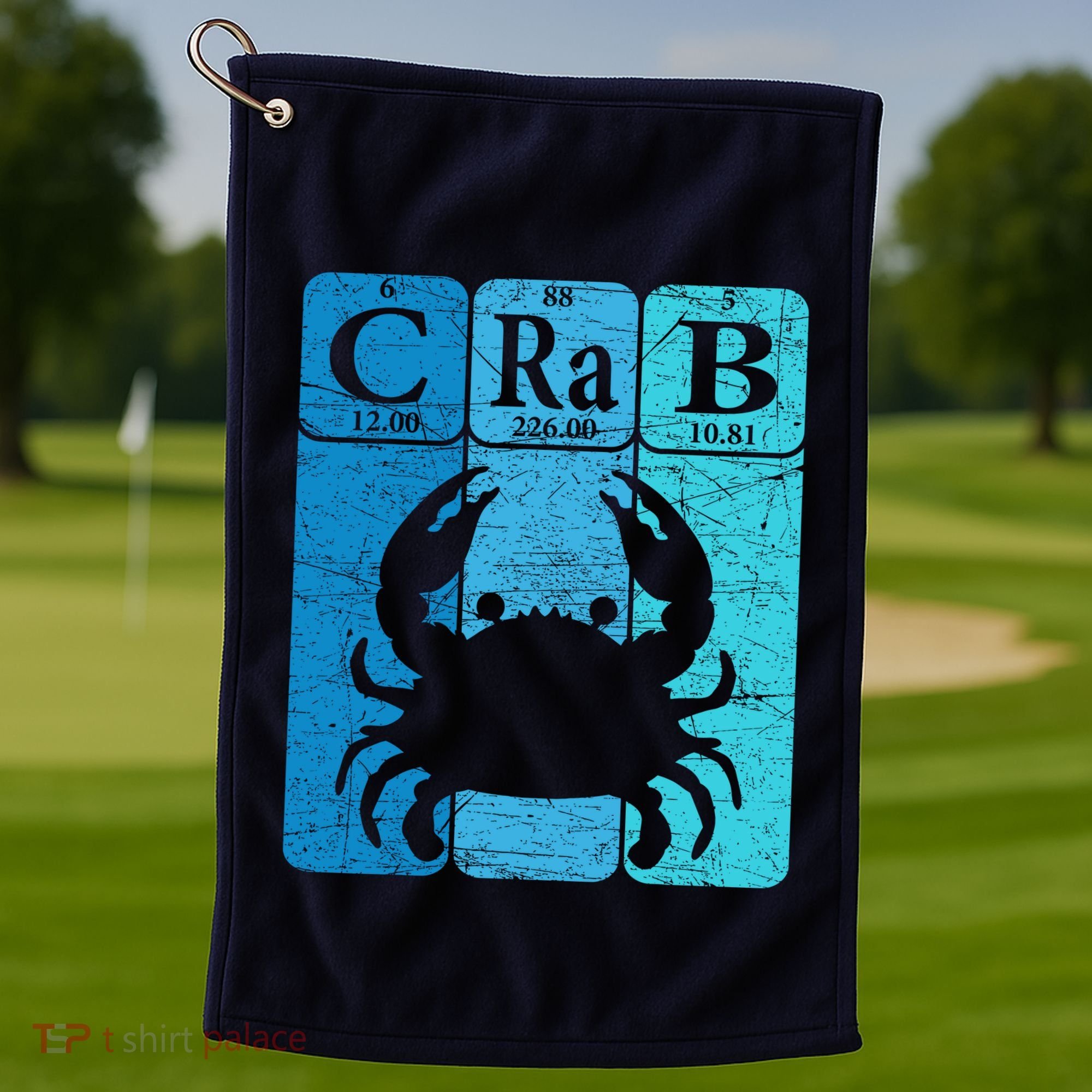 Crab Periodic Table Elements Seafood Crabbing Retro Crabber Golf Towel