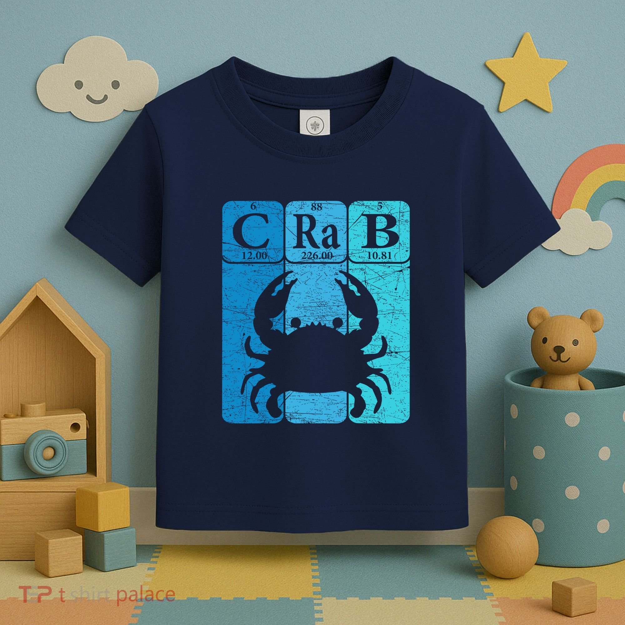 Crab Periodic Table Elements Seafood Crabbing Retro Crabber Toddler T-Shirt