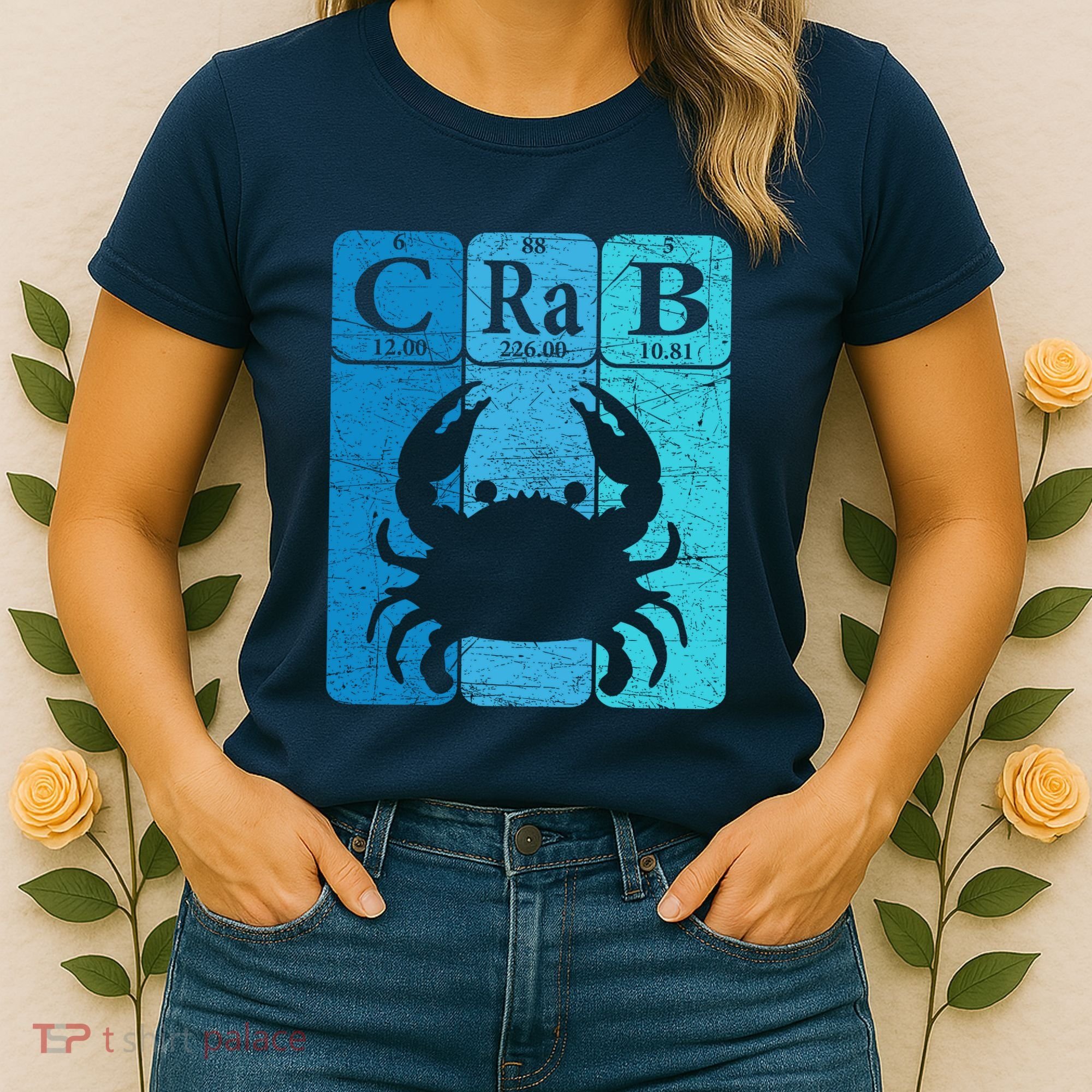 Crab Periodic Table Elements Seafood Crabbing Retro Crabber Women's T-Shirt