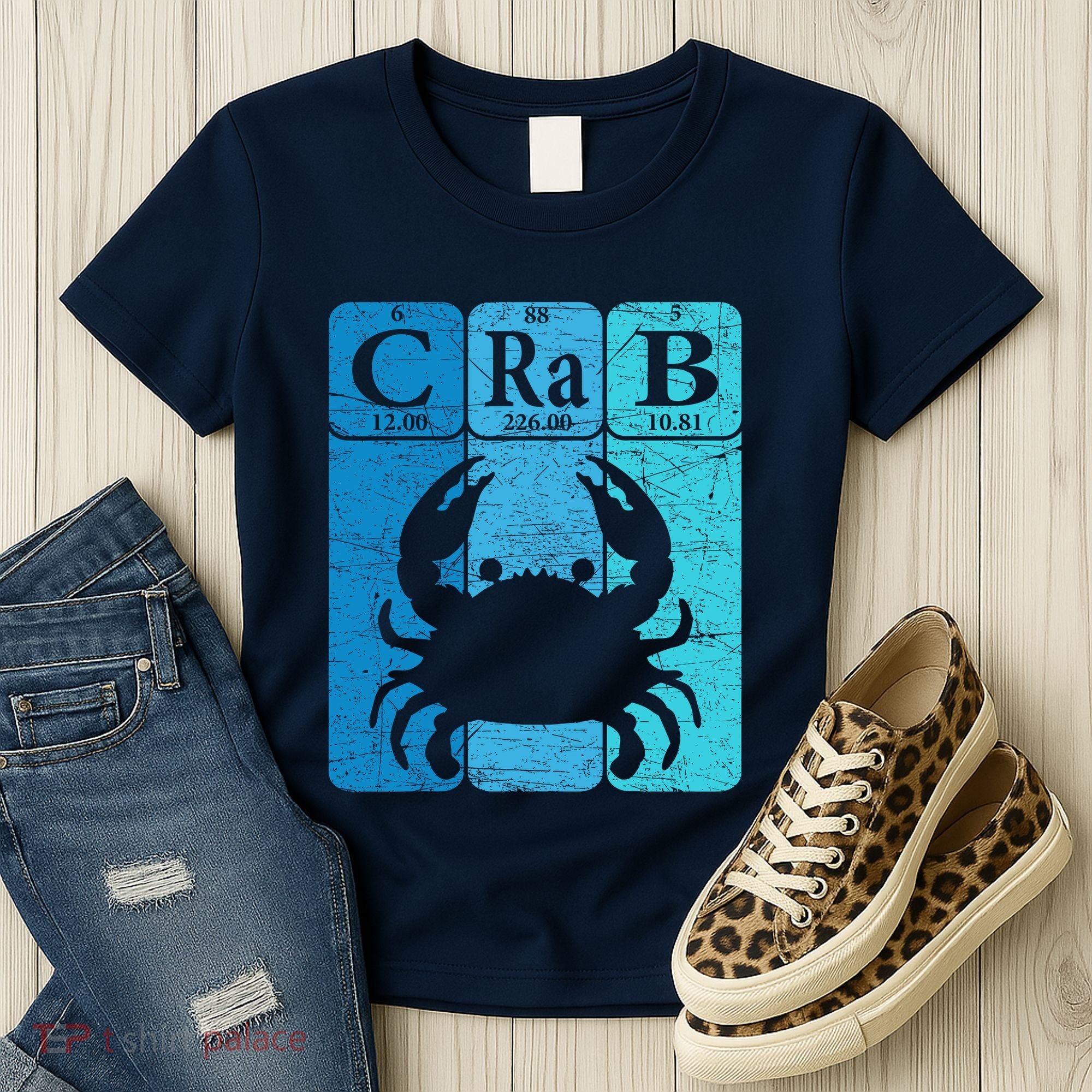 Crab Periodic Table Elements Seafood Crabbing Retro Crabber Women's T-Shirt