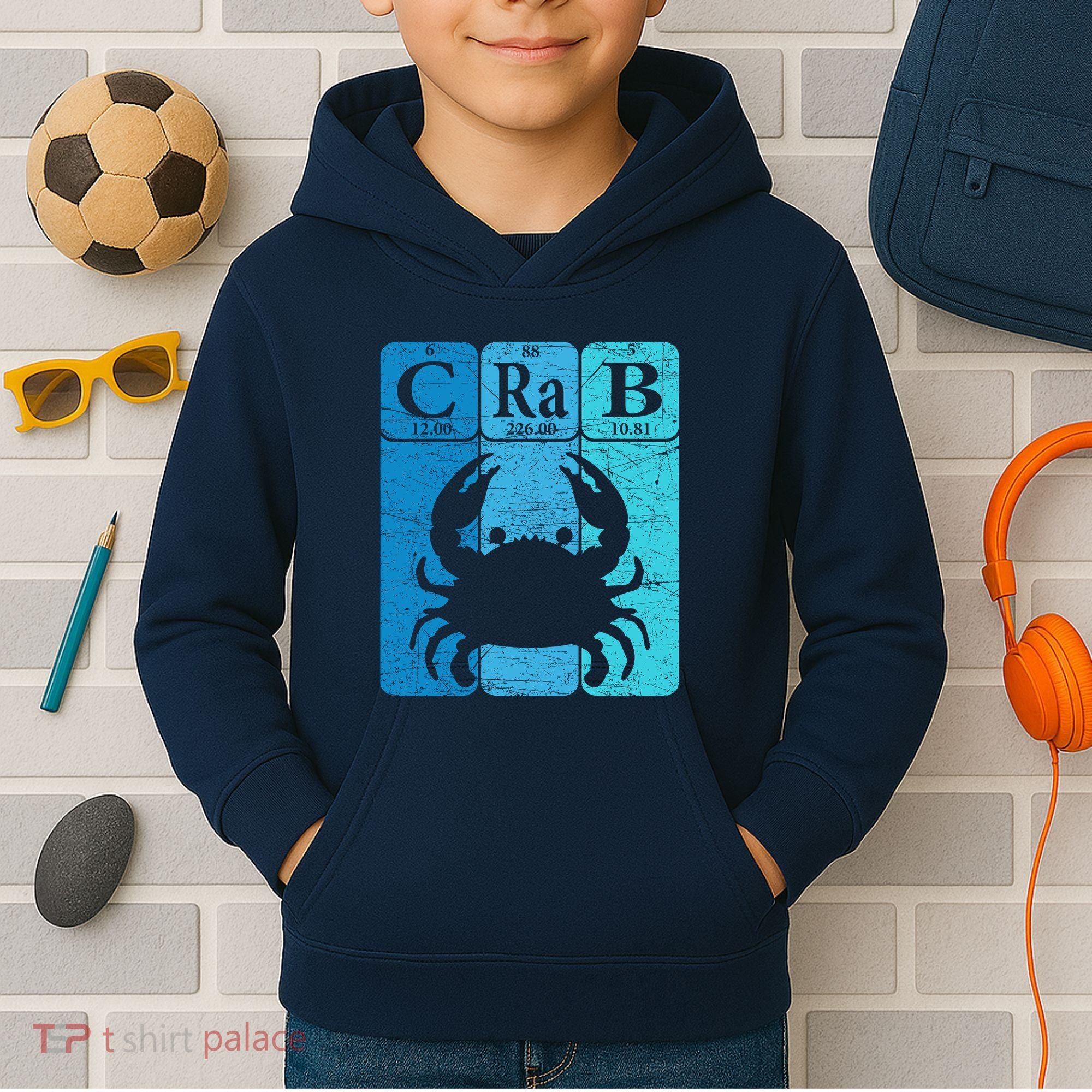 Crab Periodic Table Elements Seafood Crabbing Retro Crabber Kids Hoodie