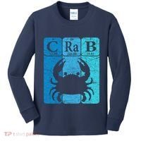 Crab Periodic Table Elements Seafood Crabbing Retro Crabber Kids Long Sleeve Shirt thumb 0