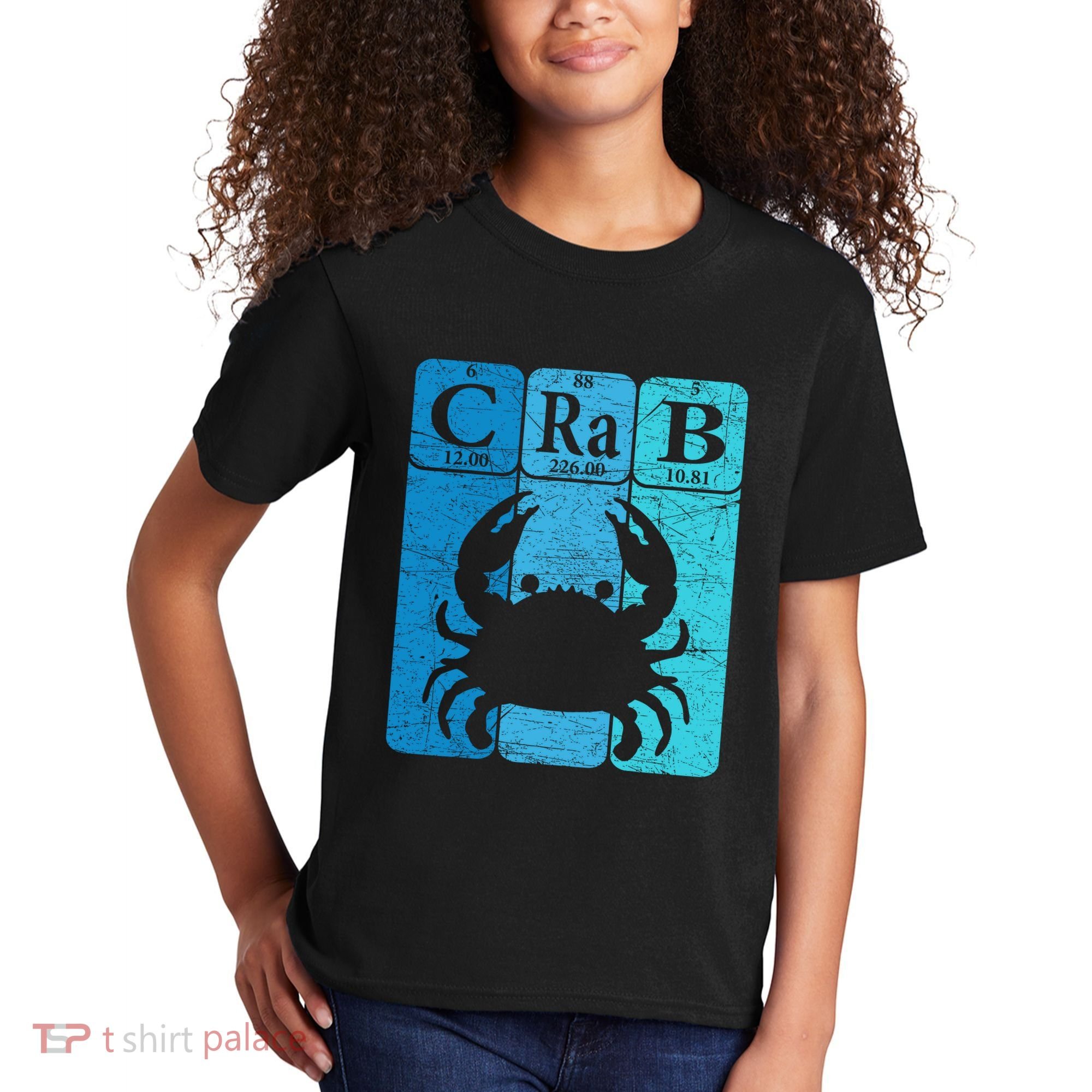 Crab Periodic Table Elements Seafood Crabbing Retro Crabber Kids T-Shirt