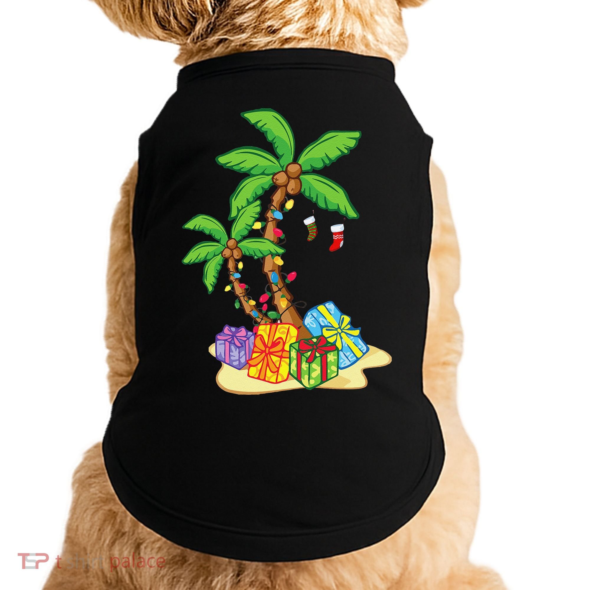 Christmas Palm Tree Tropical Xmas Coconut Lights Funny Gifts Doggie Tank