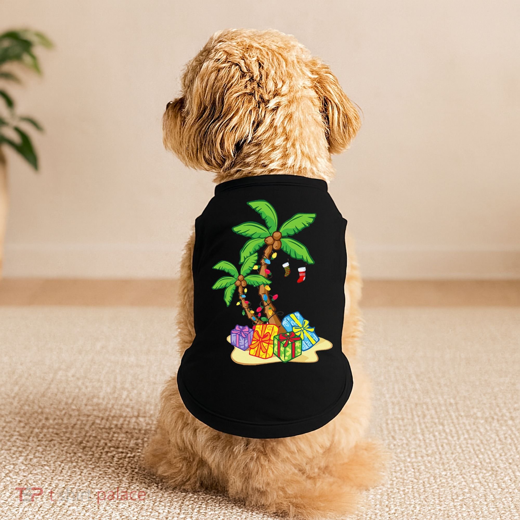 Christmas Palm Tree Tropical Xmas Coconut Lights Funny Gifts Doggie Tank