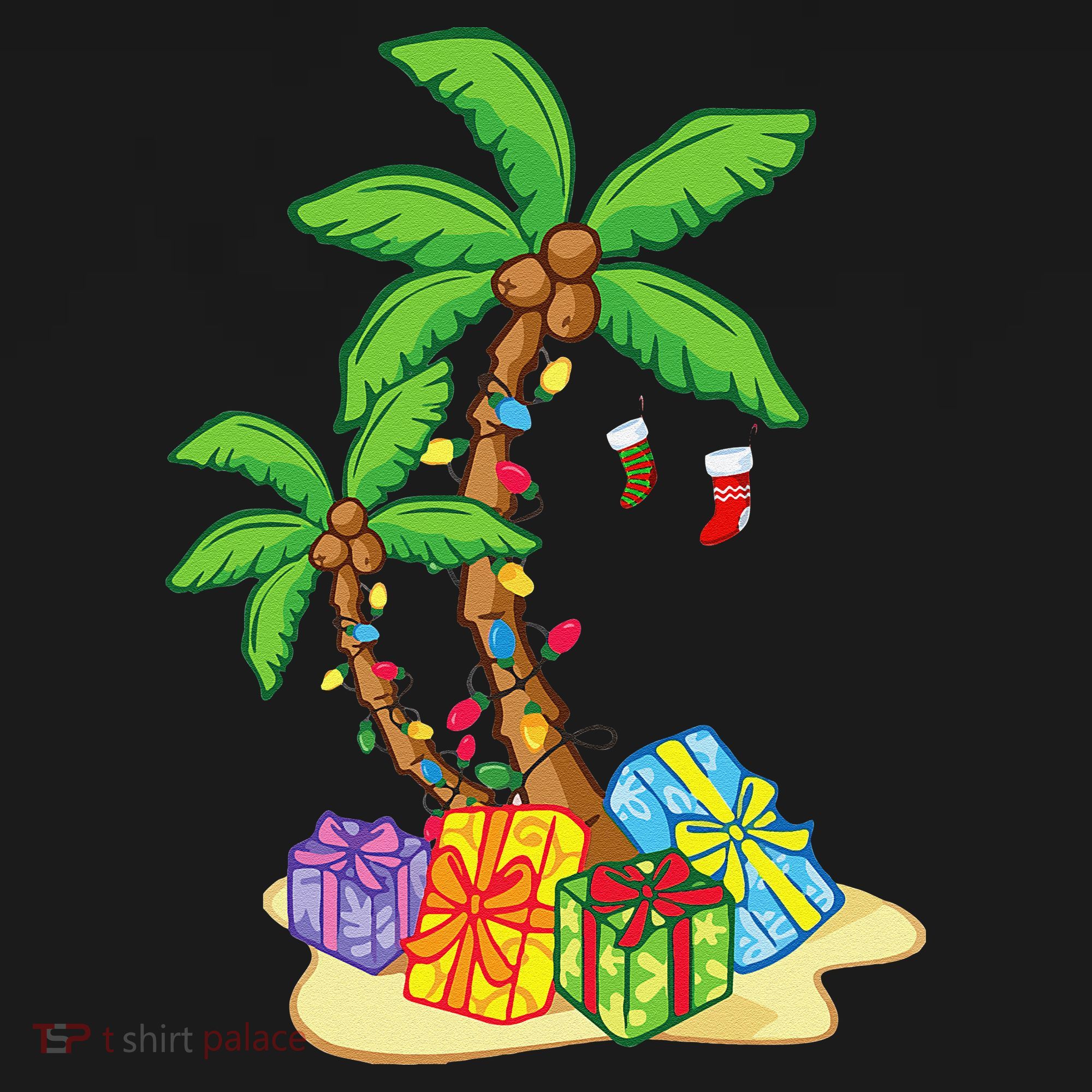 Christmas Palm Tree Tropical Xmas Coconut Lights Funny Gifts USA-Made Doggie Bandana