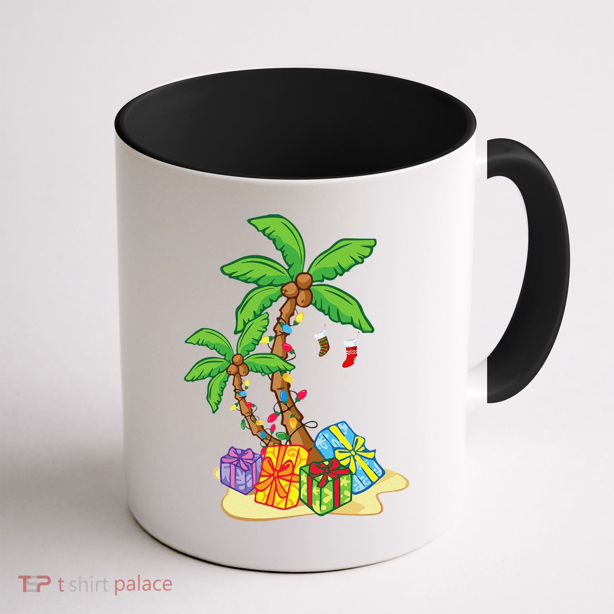 Christmas Palm Tree Tropical Xmas Coconut Lights Funny Gifts Coffee Mug