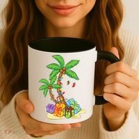 Christmas Palm Tree Tropical Xmas Coconut Lights Funny Gifts Coffee Mug thumb 3
