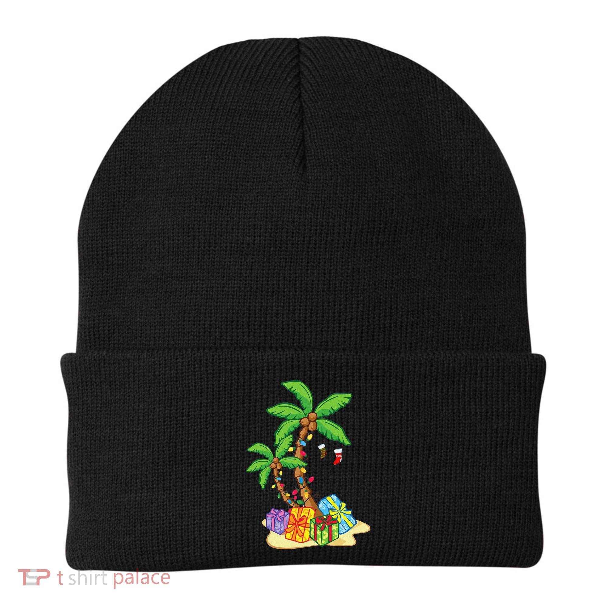 Christmas Palm Tree Tropical Xmas Coconut Lights Funny Gifts Beanie