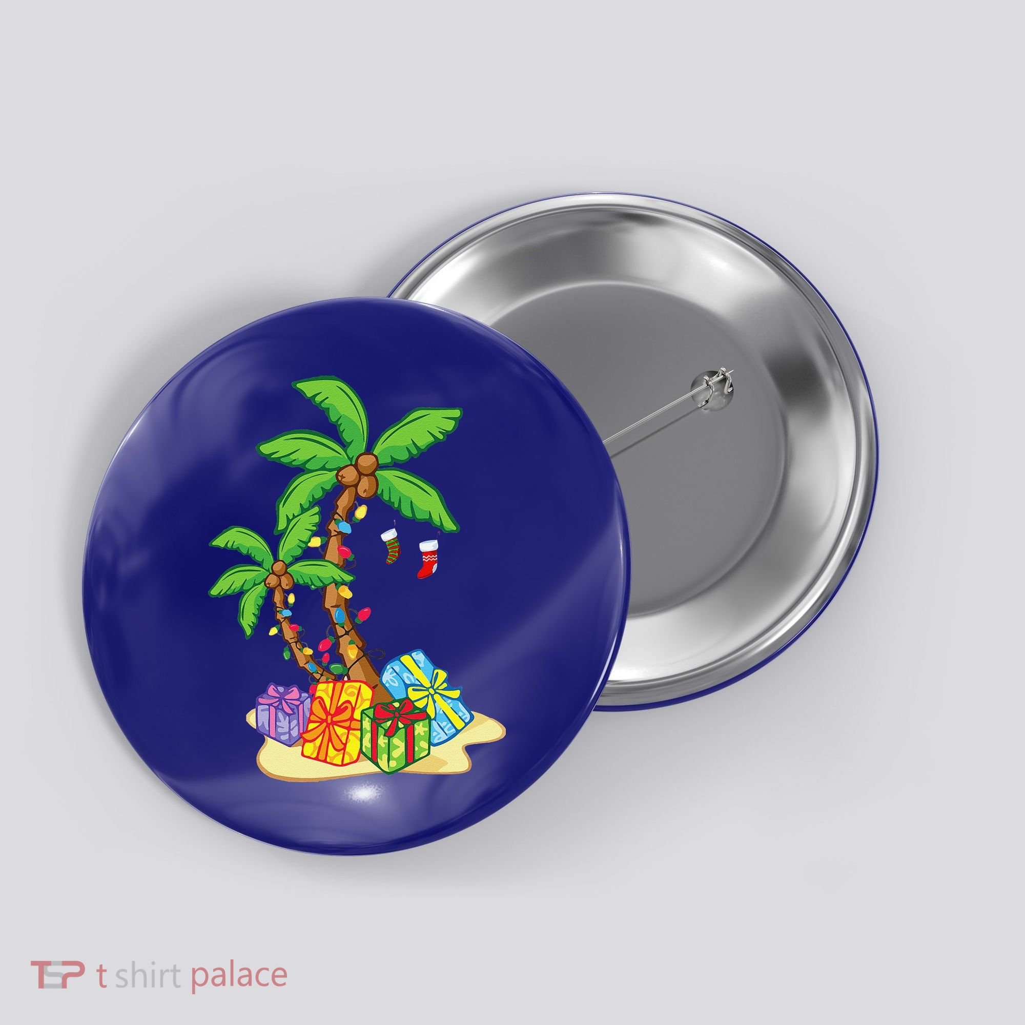 Christmas Palm Tree Tropical Xmas Coconut Lights Funny Gifts Button