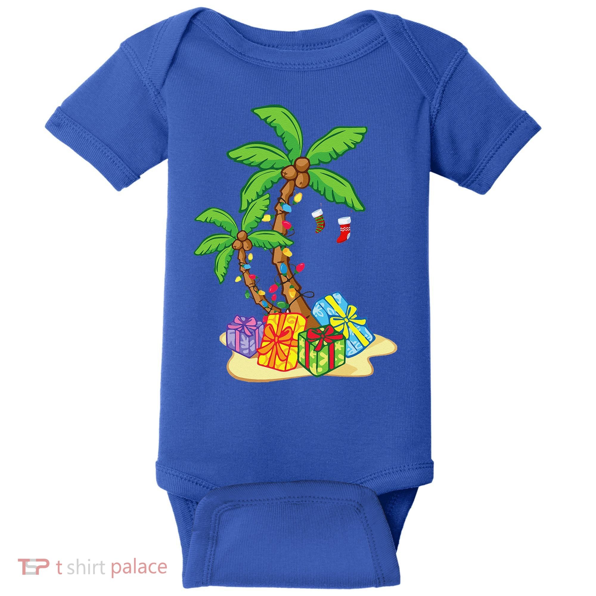 Christmas Palm Tree Tropical Xmas Coconut Lights Funny Gifts Baby Bodysuit