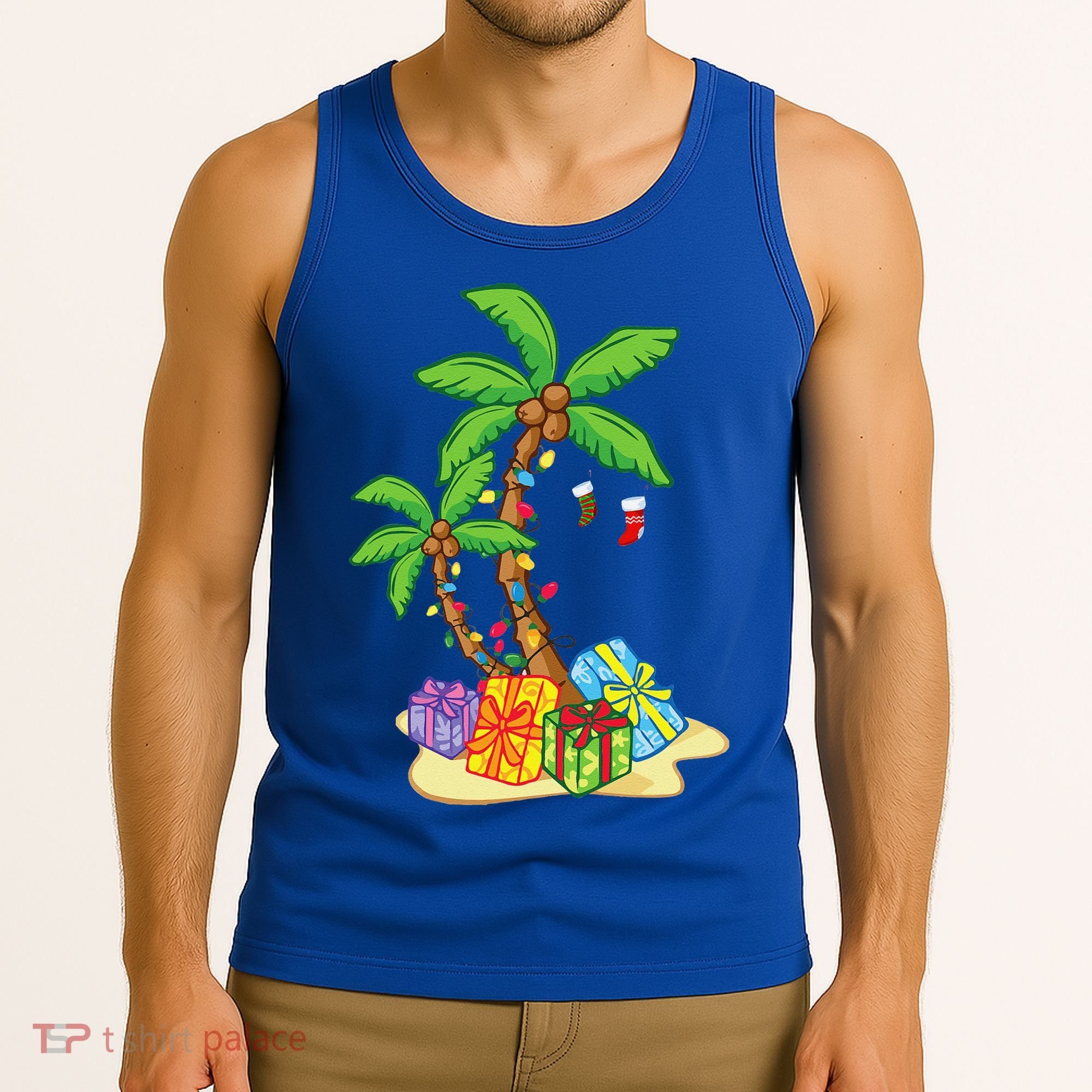 Christmas Palm Tree Tropical Xmas Coconut Lights Funny Gifts Tank Top