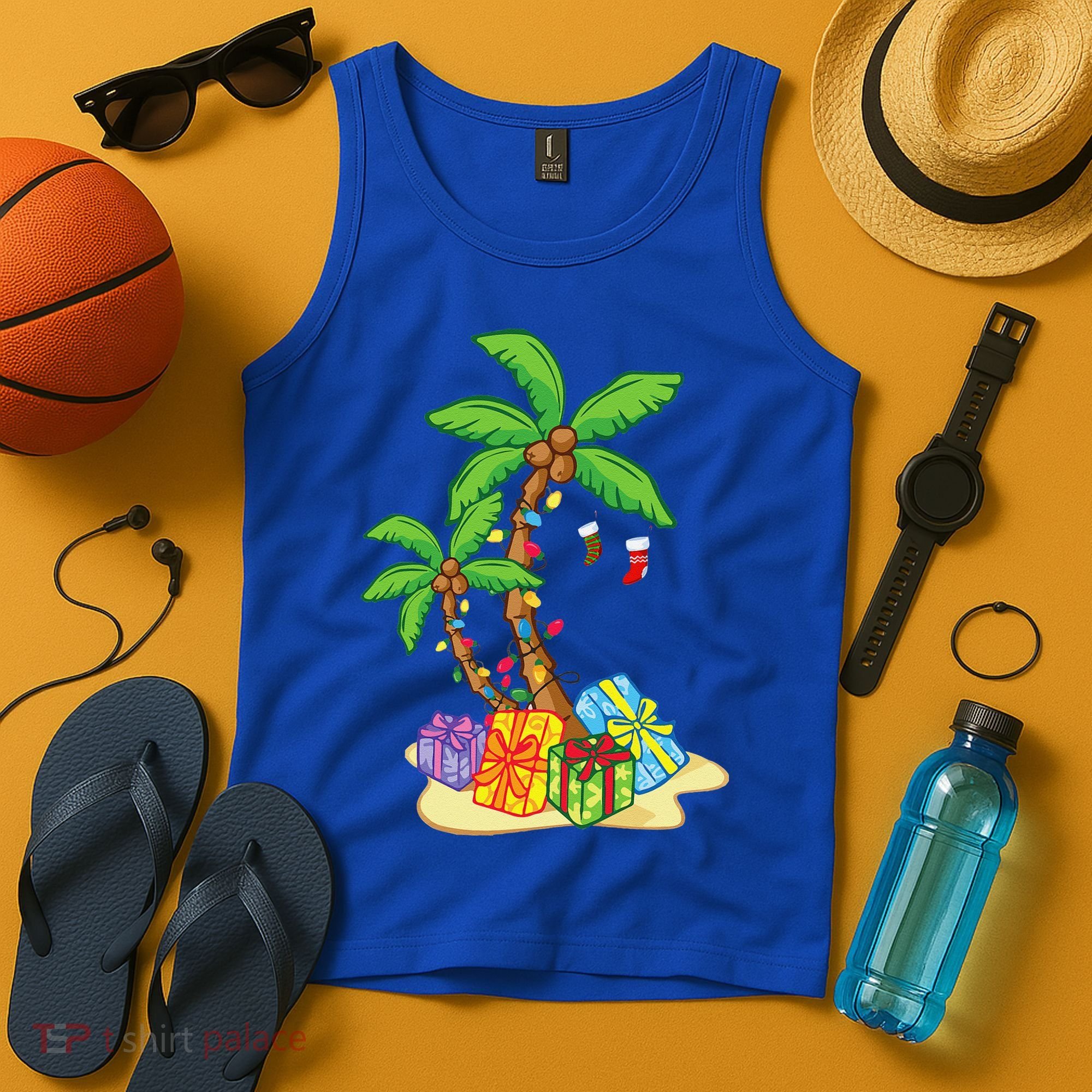 Christmas Palm Tree Tropical Xmas Coconut Lights Funny Gifts Tank Top
