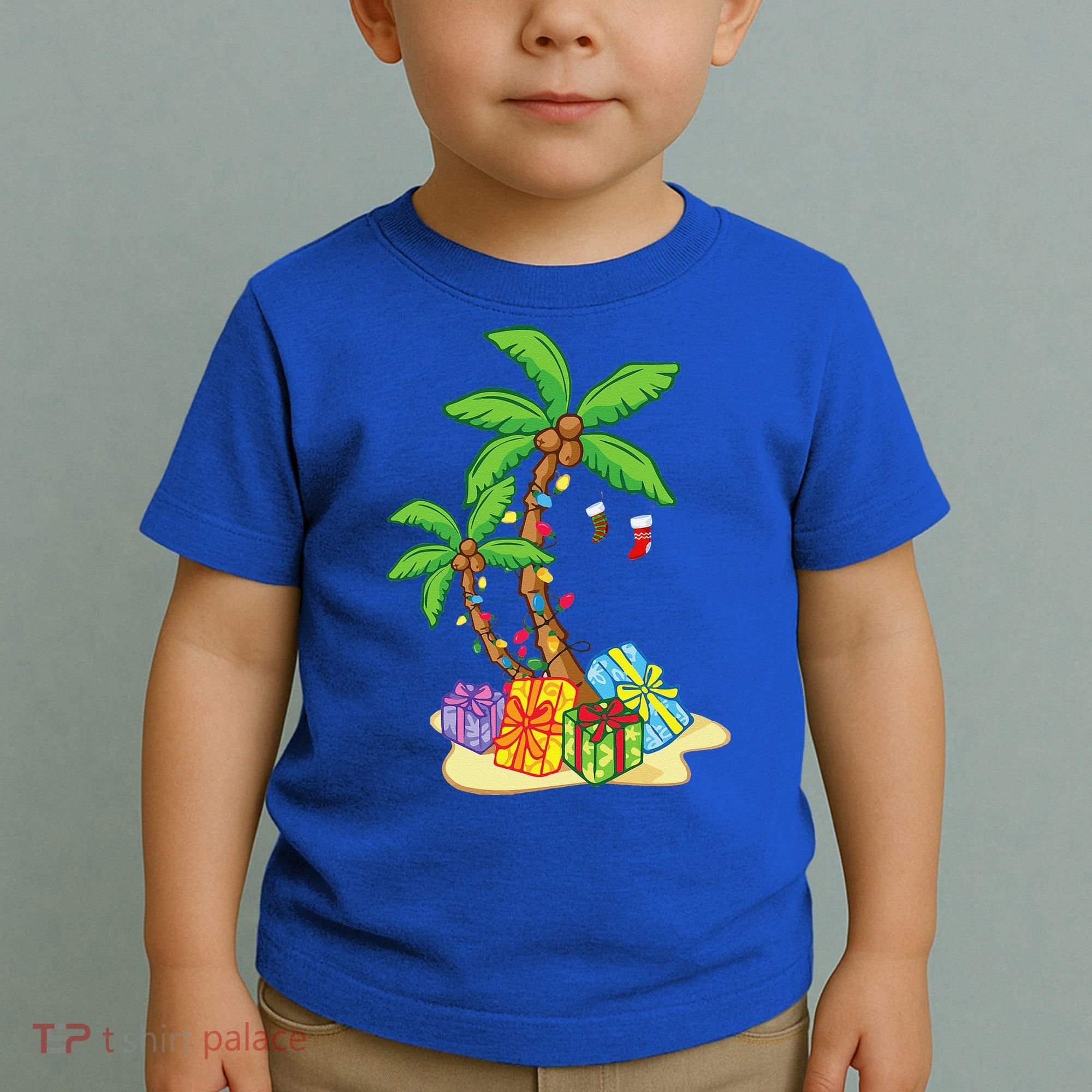 Christmas Palm Tree Tropical Xmas Coconut Lights Funny Gifts Toddler T-Shirt