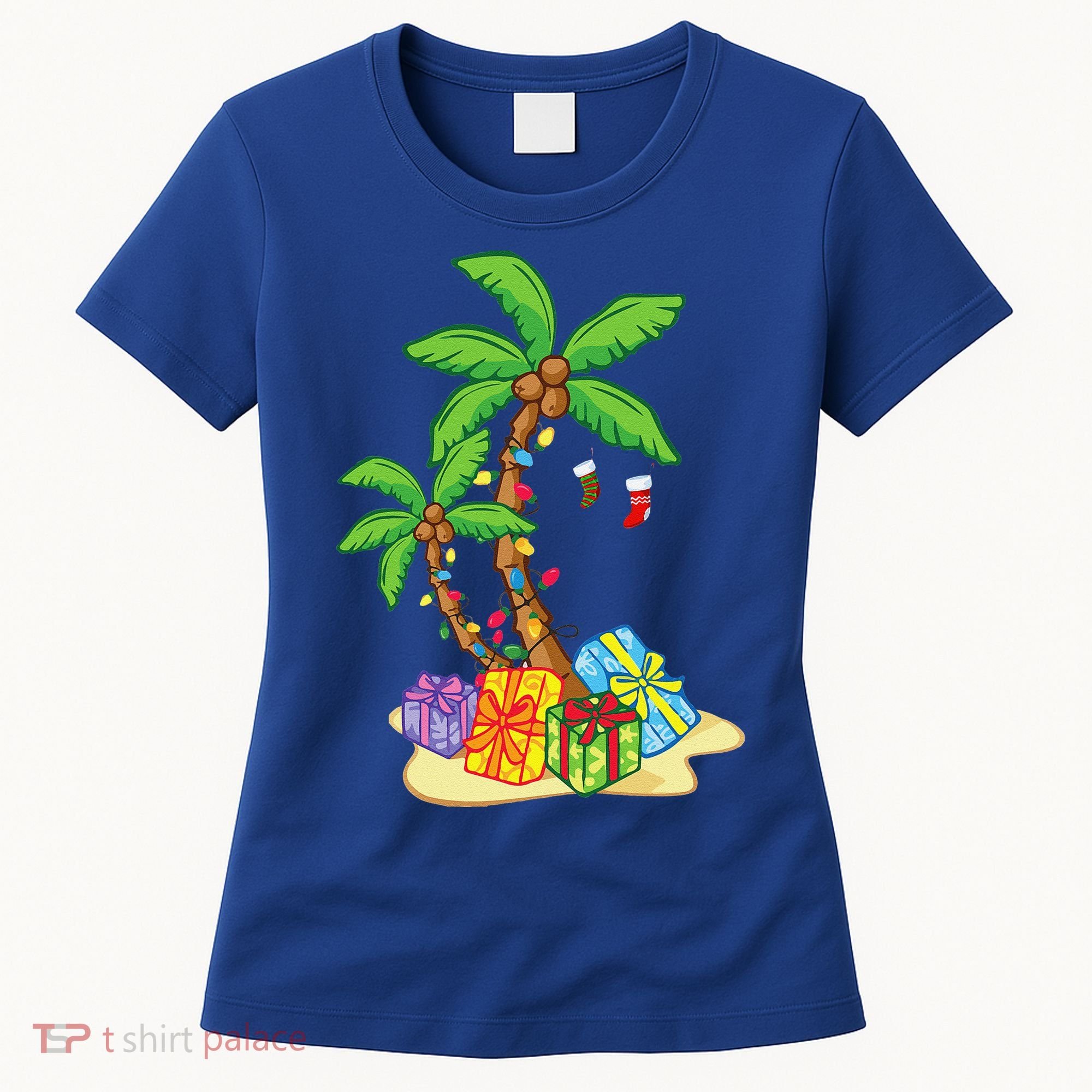 Christmas Palm Tree Tropical Xmas Coconut Lights Funny Gifts Women's T-Shirt
