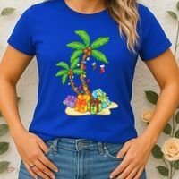 Christmas Palm Tree Tropical Xmas Coconut Lights Funny Gifts Women's T-Shirt thumb 2