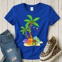 Christmas Palm Tree Tropical Xmas Coconut Lights Funny Gifts Women's T-Shirt thumb 3