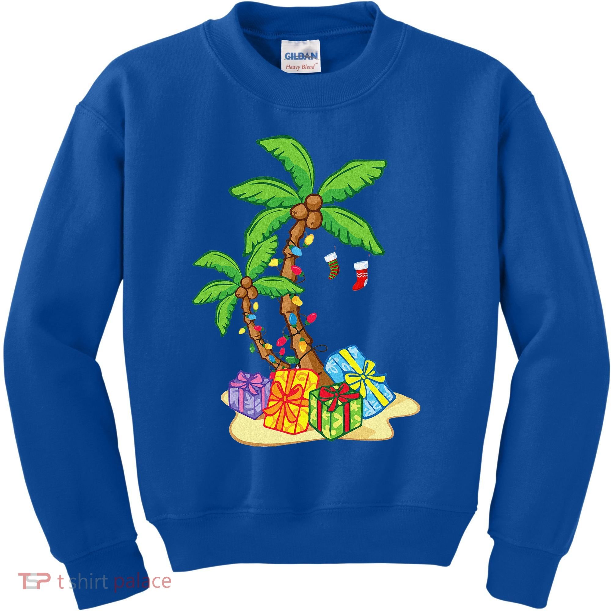Christmas Palm Tree Tropical Xmas Coconut Lights Funny Gifts Kids Sweatshirt