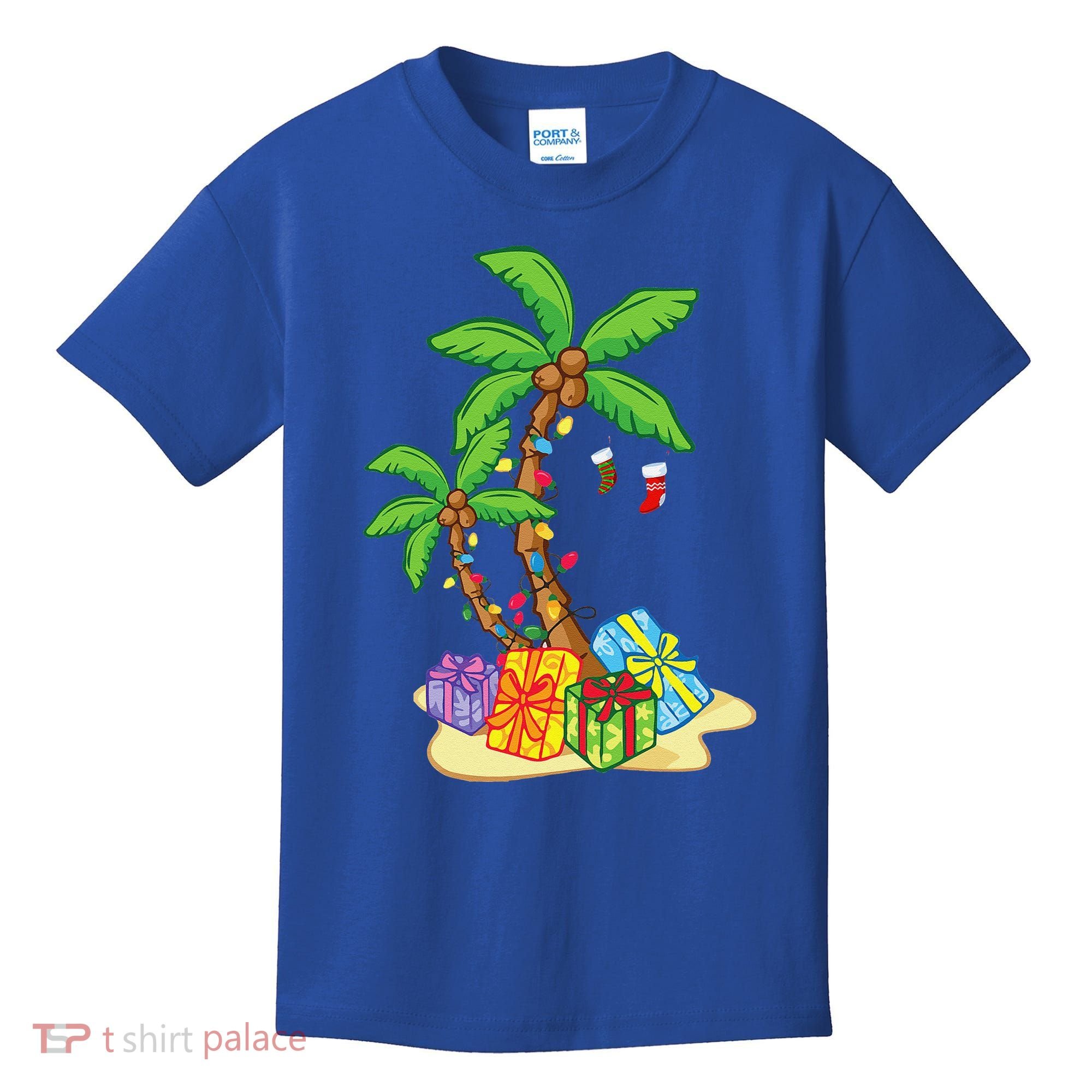 Christmas Palm Tree Tropical Xmas Coconut Lights Funny Gifts Kids T-Shirt