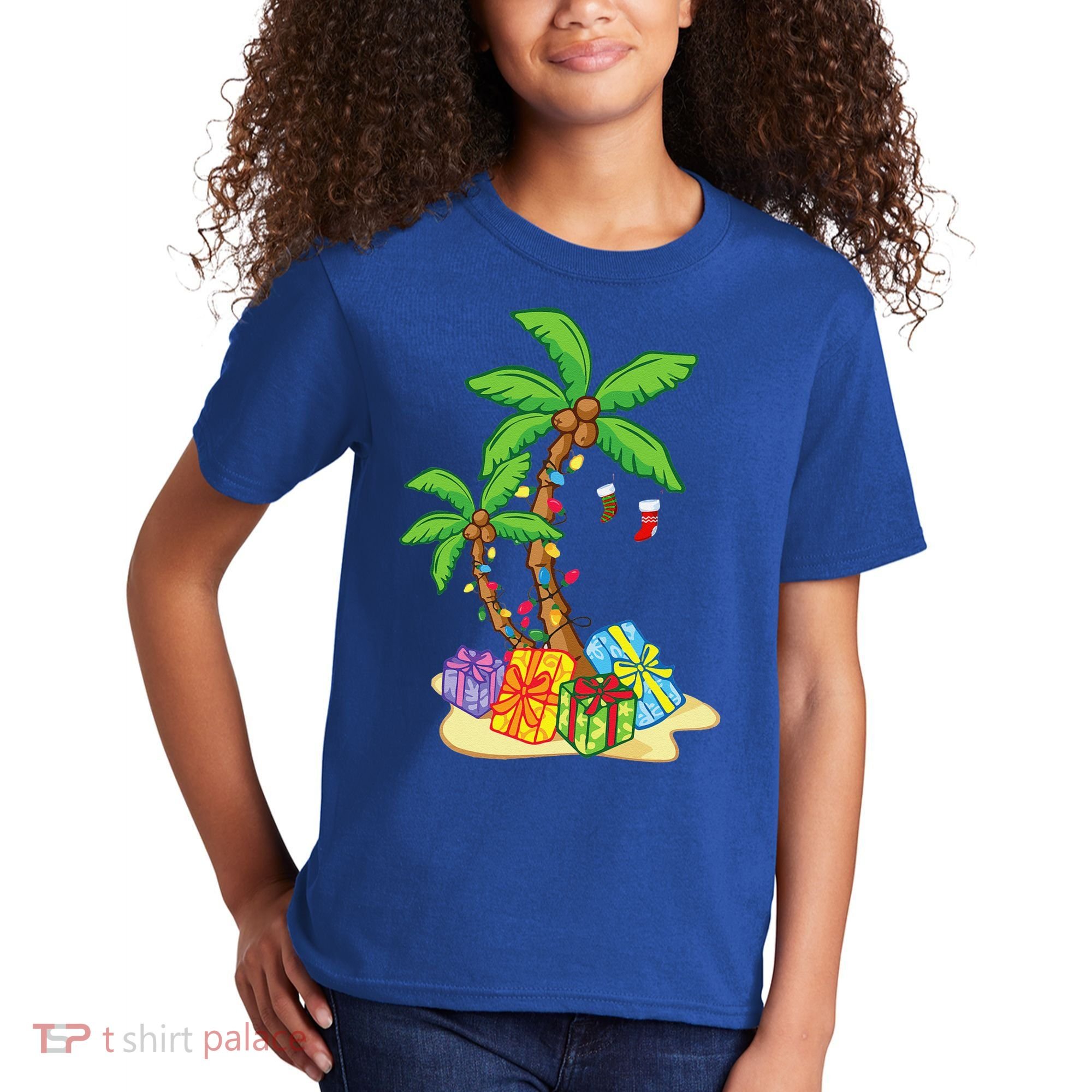 Christmas Palm Tree Tropical Xmas Coconut Lights Funny Gifts Kids T-Shirt