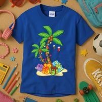Christmas Palm Tree Tropical Xmas Coconut Lights Funny Gifts Kids T-Shirt thumb 3
