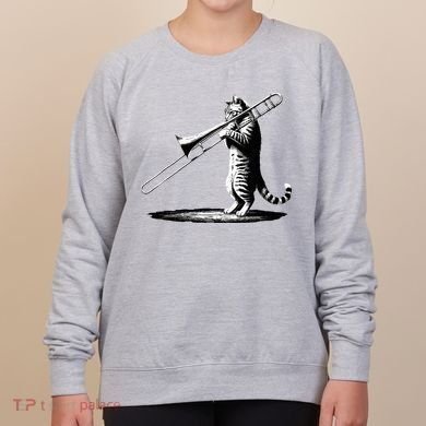 Cat Playing Trombone Player Trombonist Instrument Women's Sweatshirt