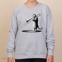 Cat Playing Trombone Player Trombonist Instrument Women's Sweatshirt thumb 0