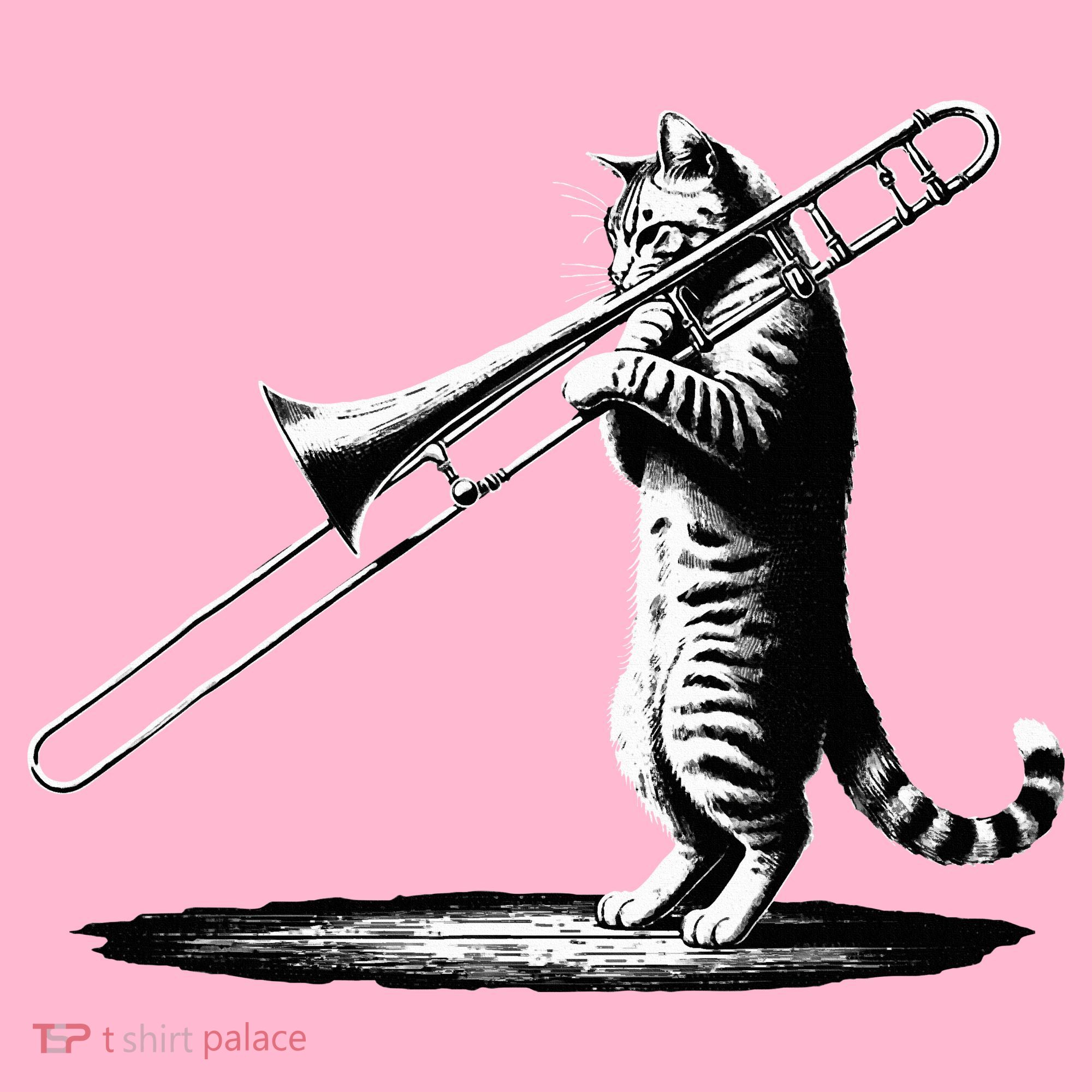 Cat Playing Trombone Player Trombonist Instrument Coaster