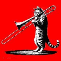 Cat Playing Trombone Player Trombonist Instrument Santa Hat thumb 1