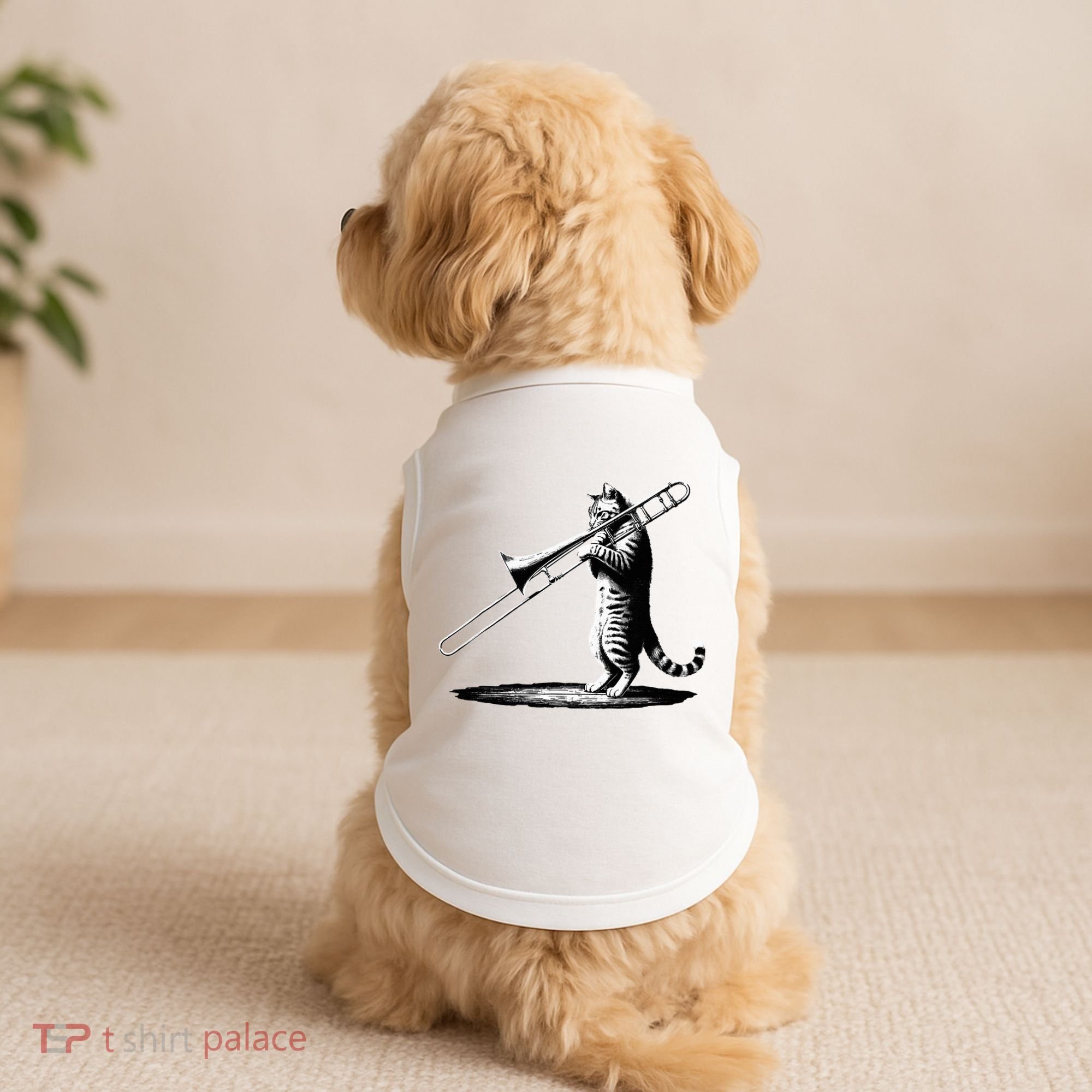 Cat Playing Trombone Player Trombonist Instrument Doggie Tank