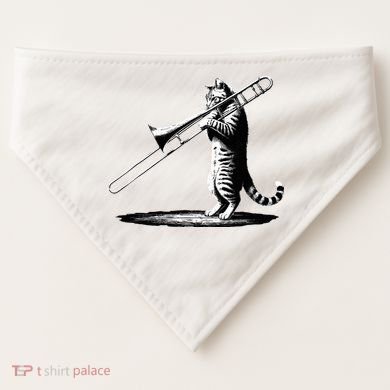 Cat Playing Trombone Player Trombonist Instrument USA-Made Doggie Bandana