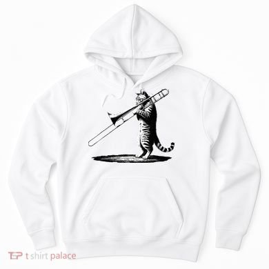 Cat Playing Trombone Player Trombonist Instrument Hoodie