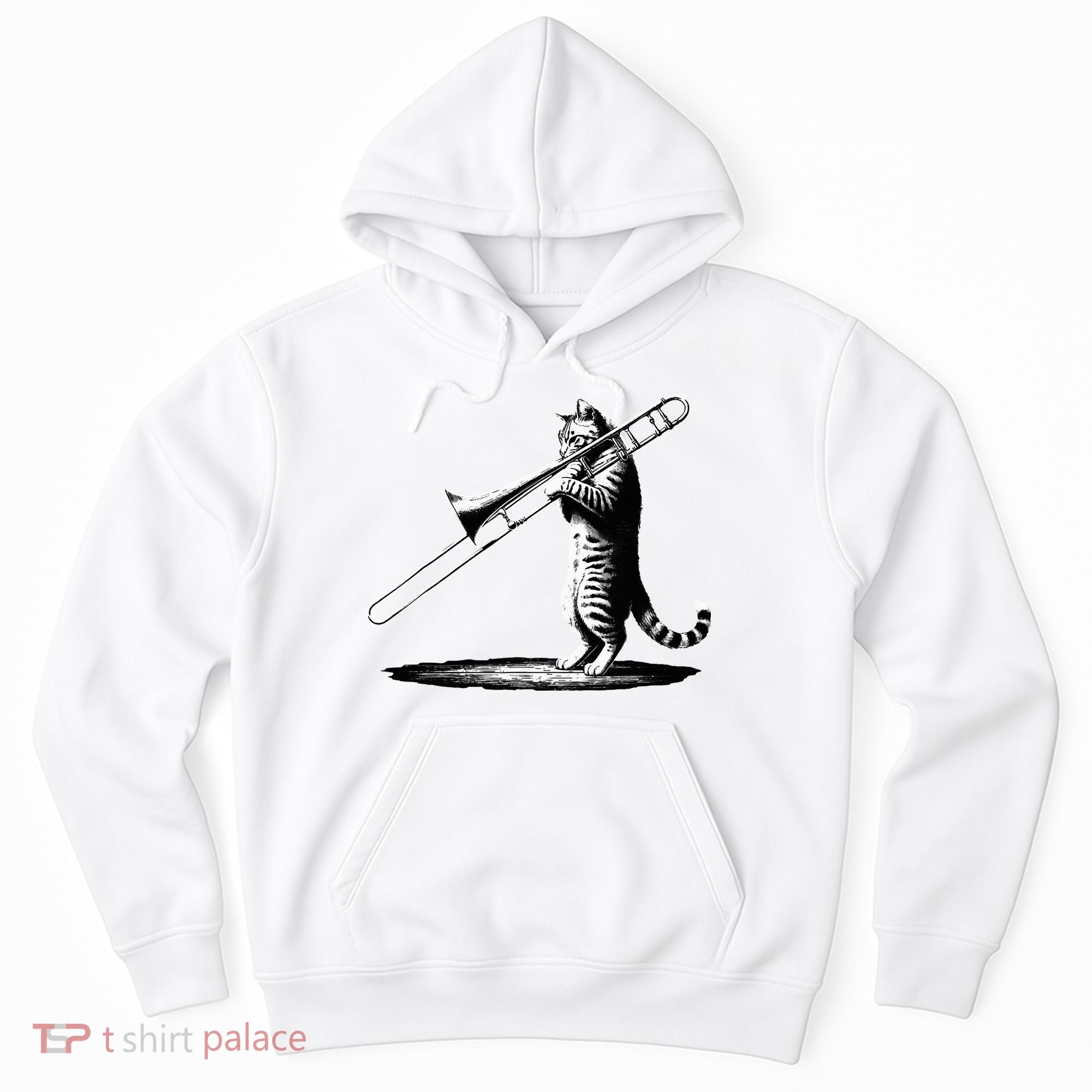 Cat Playing Trombone Player Trombonist Instrument Hoodie