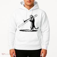Cat Playing Trombone Player Trombonist Instrument Hoodie thumb 2