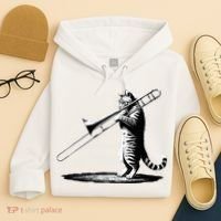 Cat Playing Trombone Player Trombonist Instrument Hoodie thumb 4