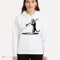 Cat Playing Trombone Player Trombonist Instrument Hoodie thumb 5