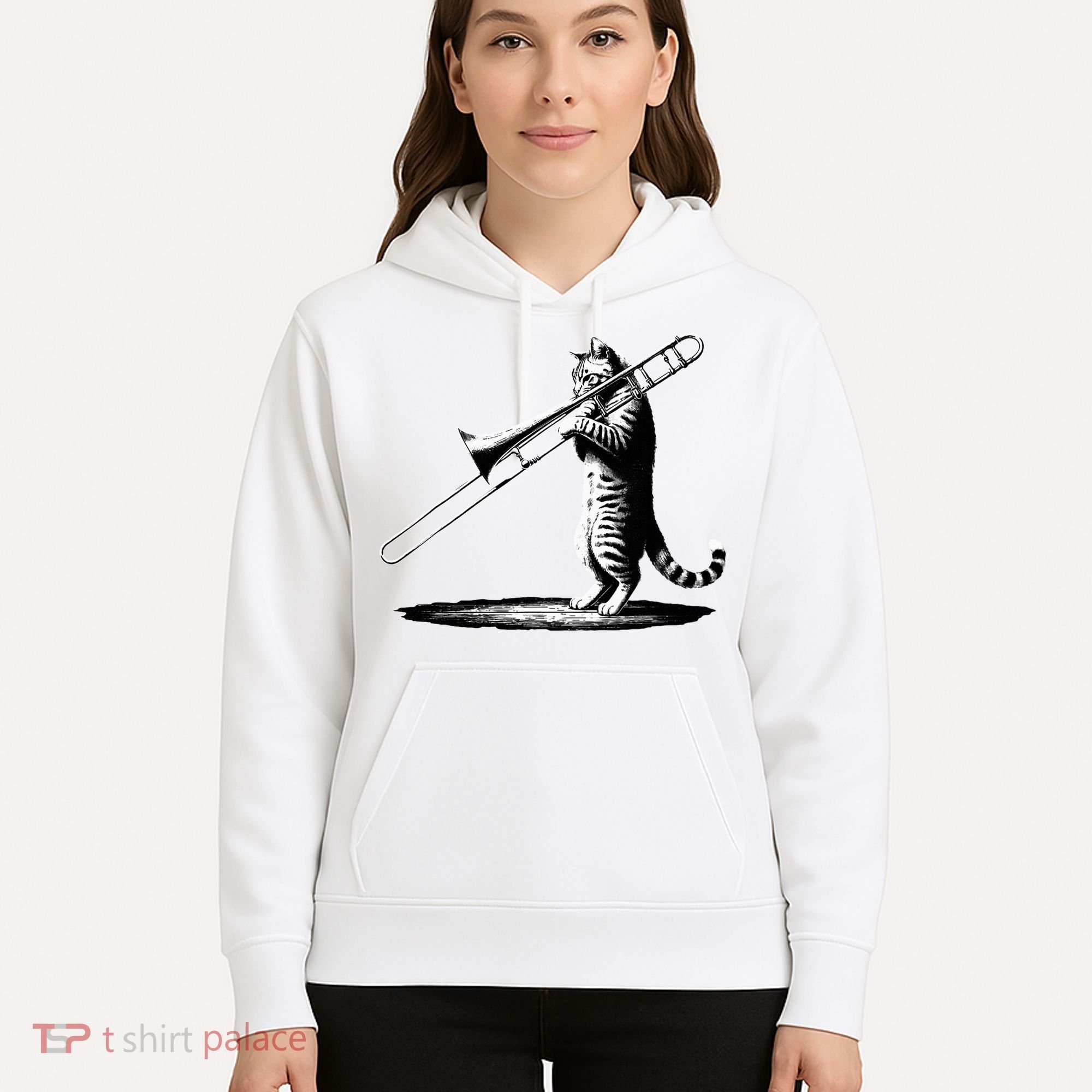 Cat Playing Trombone Player Trombonist Instrument Hoodie