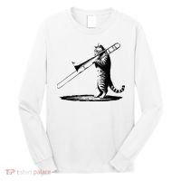 Cat Playing Trombone Player Trombonist Instrument Long Sleeve Shirt thumb 0