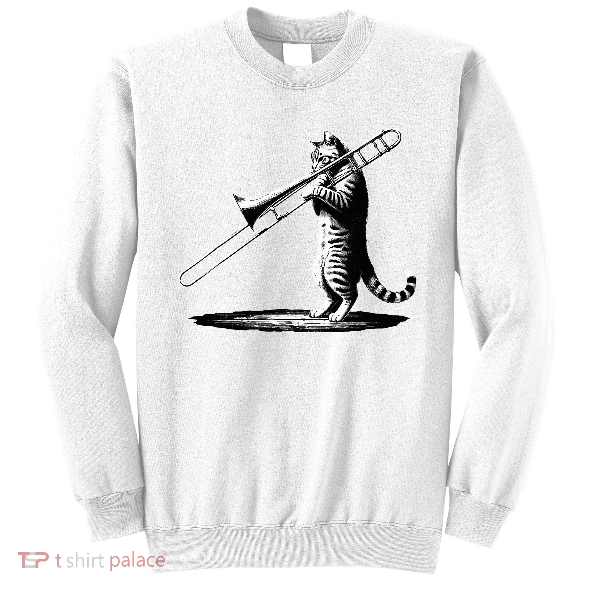 Cat Playing Trombone Player Trombonist Instrument Sweatshirt
