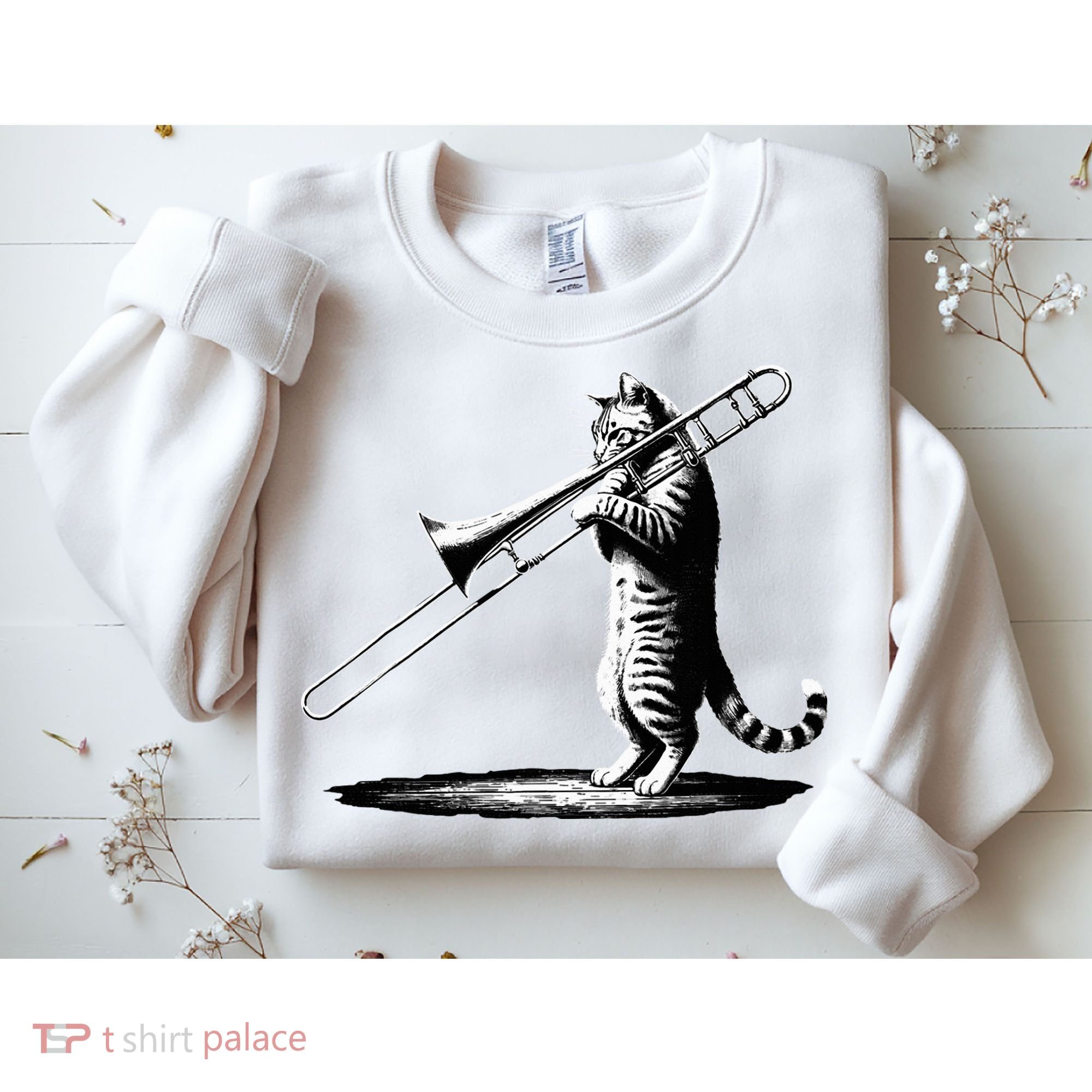 Cat Playing Trombone Player Trombonist Instrument Sweatshirt